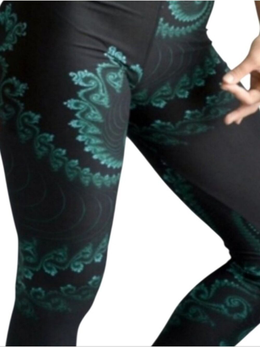 LEGGINGS DEPOT Green & Black Print Full Length Leggings Size 18 NWT